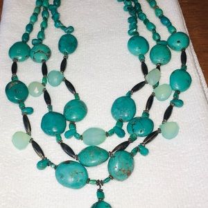 Turquoise Chalcedony & Vintage Navajo silver beads